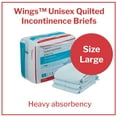 thumbnail image 4 of Wings Quilted Adult Briefs, Incontinence, Heavy Absorbency, Blue, Large, 18 Count, 4 Packs, 72 Total, 4 of 9