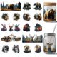 thumbnail image 1 of 10 pegatinas de transferencia UV DTF para vasos con diseño de lobo, oso y ciervo, 10 estilos de animales salvajes, pegatinas para frotar, siluetas de PVC, calcomanías impermeables para vasos., 1 of 9