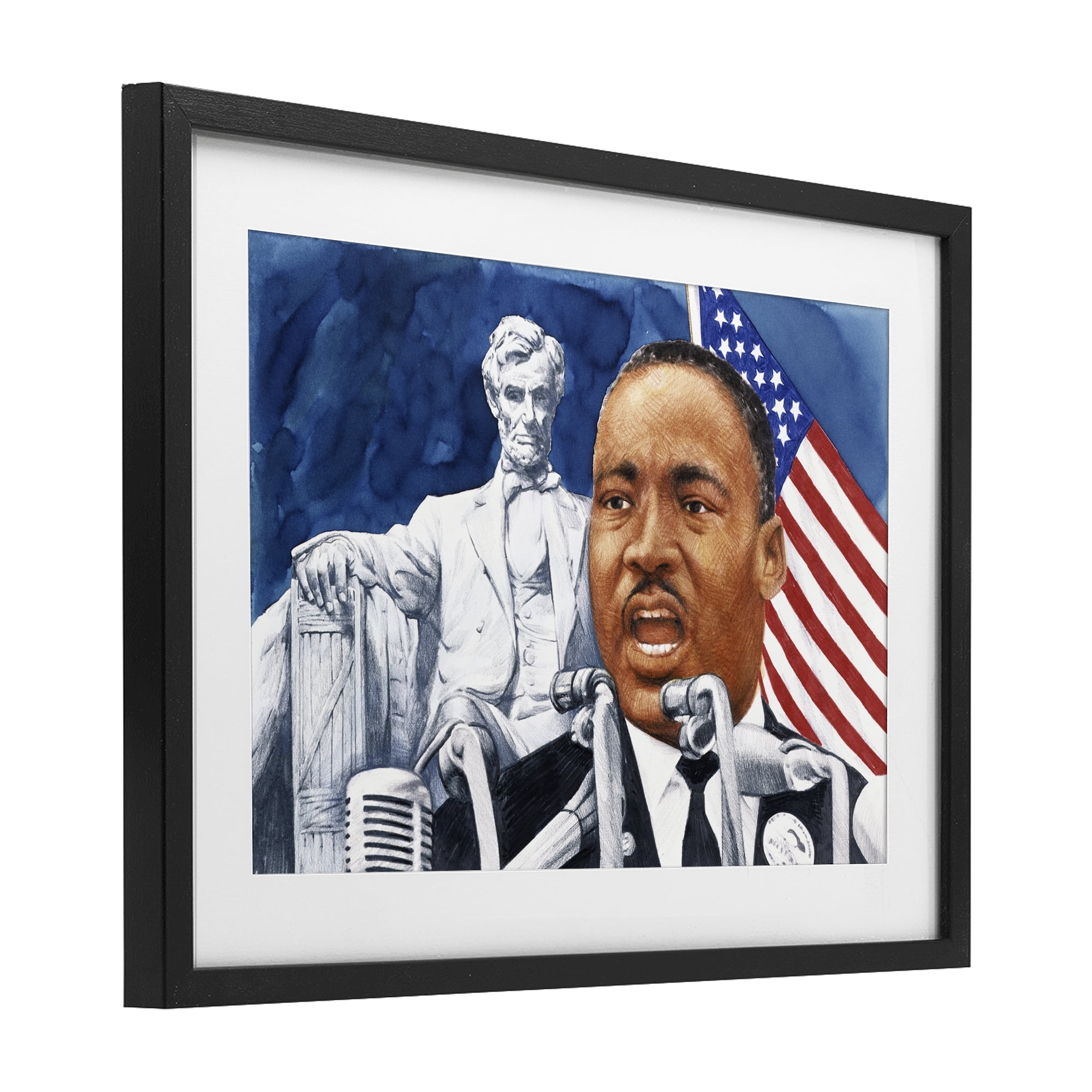 1960s American Speech Portrait Black Framed Print Under Glass, design by Wind River Studios