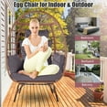 thumbnail image 6 of Patio Furniture Egg Chair, Rattan Stationary Egg Chair with Dark Gray Cushions, Large Standing Lounge Egg Chair, 240lb Capacity, 6 of 10