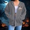 thumbnail image 6 of thefmos Women's Hooded Zip Up Long Sleeve Halloween Print Jacket with Pocket Solid Color Casual Outerwear Fashion Fall Winter Outfit, Gray 3XL, 6 of 8
