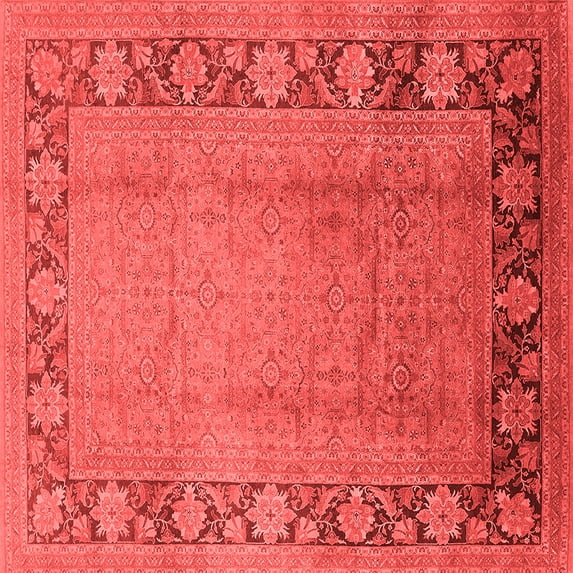Ahgly Company Indoor Square Oriental Red Industrial Area Rugs, 7' Square