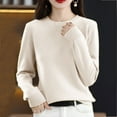 thumbnail image 2 of Gyexs Women's Oversized Fall Sweaters Turtleneck Long Sleeve Ribbed Knit Shirts Warm Soft Wool Seamless Pullover Christmas Sweater, Beige, Size L, 2 of 8