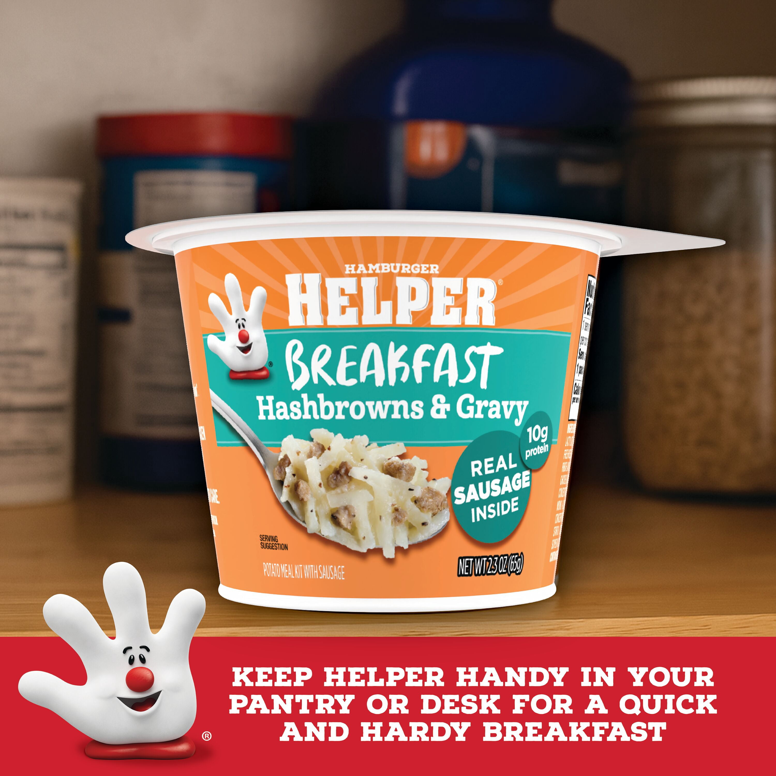 (6 pack) Helper Breakfast Hashbrowns & Gravy, 2.3 Oz Microwave Cup