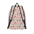 thumbnail image 2 of Lsque Paris Pattern Canvas Daypack, Durable Backpack, High-quality Versatile Backpack,Vintage Compact Backpack-Small, 2 of 6