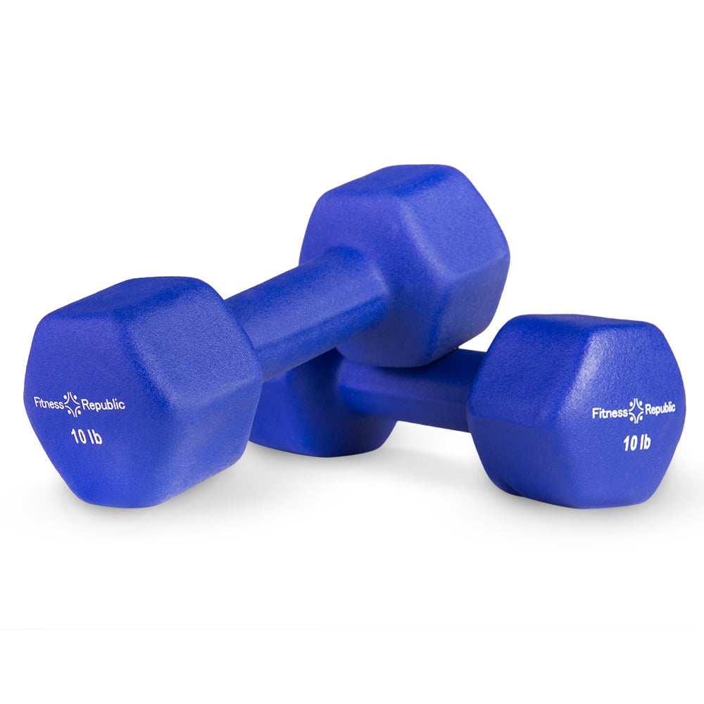 CAP Neoprene Dumbbells 2lbs Blue Pair Hex Weights Workout 2 Pounds Dumbells 