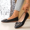 thumbnail image 6 of Womens Ballet Flats Pointed Toe with Sparkle Buckle | Slip On Comfortable Non-Slip Office & Dress Flat Shoes | Black,Size 5.5, 6 of 9