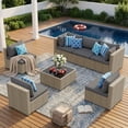 thumbnail image 3 of POTEBAN 7 Piece Outdoor Patio Furniture Set, Grey Rattan Wicker Outdoor Conversation Sectional Sofa Set with Cushions for Backyard, Gray, 3 of 8