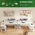 thumbnail image 6 of Amadwell 55 Inch L Shaped Office Desk with 3 Fabric Drawers, Reversible Computer Gaming Desk, Power Outlets and Mesh Shelves, Corner working Study Desk, White, 6 of 9