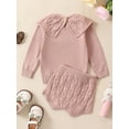 thumbnail image 3 of Infant Baby Girls 2-piece Outfit, Long Sleeve Doll Collar Sweater with Shorts Knitted Outfit, 3 of 9