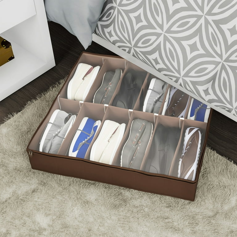 Lifewit Under Bed Shoe Storage Organizer Set of 2, Foldable Fabric Shoes  Container Box with Clear Cover See Through Window Storage Bag with 2  Handles