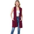 thumbnail image 3 of Made by Olivia Women's Sleeveless Draped Heavyweight Open Front Cardigan Layering Long Vest With Side Pockets -Made In USA, 3 of 6