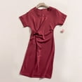 thumbnail image 4 of Bigersell Dresses for Women 2023 Elegant Women's Summer Fashion Cute Love Print Casual Short Sleeve Round Neck Dress One Shoulder Dresses for Female Women's Plus Faux-Wrap Dresses, Style 33616, Red L, 4 of 8