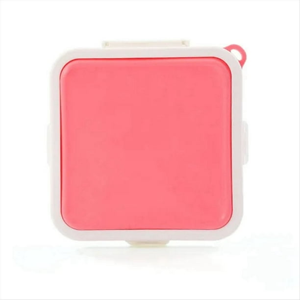 Caja de Almacenamiento PortáTil de Silicona para SáNdwiches de Microondas, Fiambreras para Desayuno Escolar Bento, Contenedor de Tostadas Reutilizable, Color Rosa