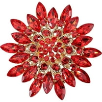 Rose Brooch Pin Crystal Rhinestone Red Floral Flower Decorative Alloy Dress Brooches for Women Wedding Bridal Banquet Cocktail Dance Party Accessory Jewelry Valentine’s Day Gift
