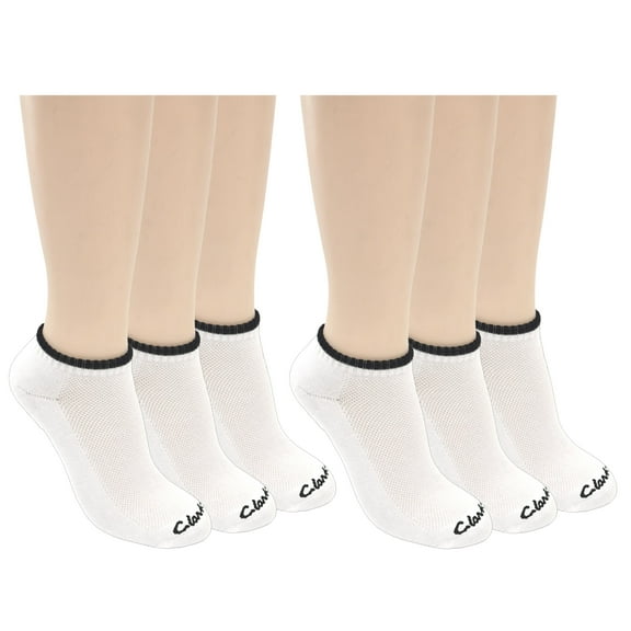Clarks Women's Half Cushion Low Cut Socks 6 Pair, White, Women's 4-10 Shoe