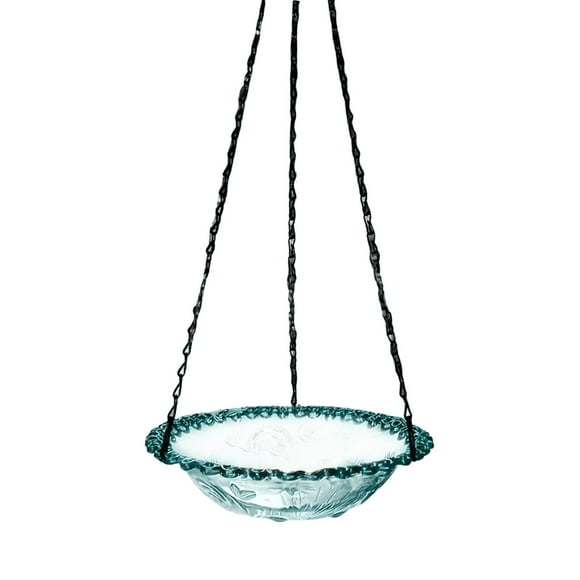 Metal Hanging Bird Bath Outdoor Decorative Feeder Bowl with Chain for Backyard Patio Window Birdwatching Observation