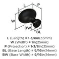 thumbnail image 5 of Amerock Vaile 1-3/8 inch (35mm) Length Matte Black Cabinet Knob, 10 Pack, 5 of 5