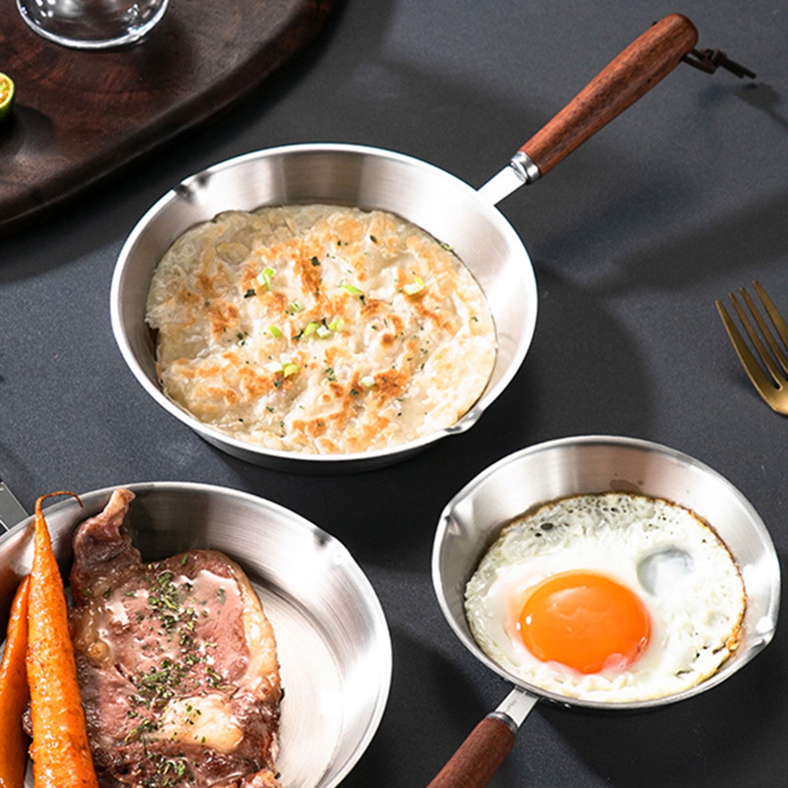 Mini Stainless Steel Frying Pan, 6in/16cm Skillet Non Stick Egg Pan Gas Cooktops Induction Cooking Pan