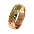 thumbnail image 4 of 14k yellow rose gold 2 tone custom hand engraved Hawaiian scroll maile 6mm ring size 2, 4 of 7