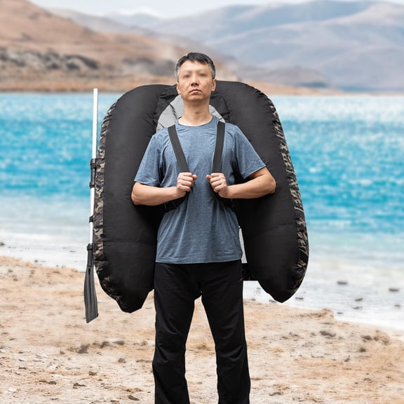 53.5*41.3*21 Camouflage Portable Inflatable Fishing Boat Raft Backrest Adjustable Angle Within 130kg