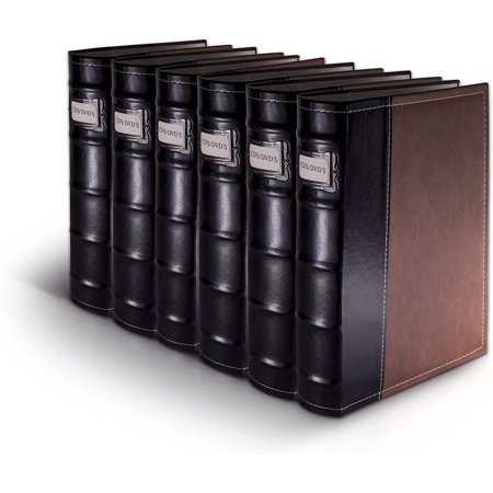Bellagio-Italia Leather CD/DVD Storage Binder Set - Brown - 6 Pack - 288-Disc Capacity - Storage Organizer for DVDs  CDs  Blu Rays  & Video Games - Acid-Free Binder Organizer Sheets