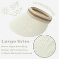 thumbnail image 3 of Holzlrgus Straw Sun Visor for Women Clip On Wide Brim Straw Visor Cap Summer Beach Travel Sun Hat UPF 50+, 3 of 7