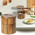 thumbnail image 2 of SDNall Kitchen Storage Containers, Storage Containers with Lids, Water Storage Containers, Wood Pepper Bowl Storage Box Container with Built in Spoon and Magnetic Swivel Lid Hold, 2 of 9