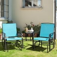 thumbnail image 2 of Patiojoy Patio Double Rocking Chair Outdoor 2-Seat Swing Glider Chair W/ Center Table & Umbrella Hole Turquoise, 2 of 10