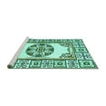 thumbnail image 2 of Ahgly Company Machine Washable Indoor Round Oriental Turquoise Blue Modern Area Rugs, 7' Round, 2 of 4