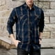 thumbnail image 4 of Camisas Vaqueras Para Hombre Camisa de manga larga a cuadros de otoño para hombre Camisa de carga de algodón de talla grande informal de negocios para hombres (Dark Blue, 4XL), 4 of 5
