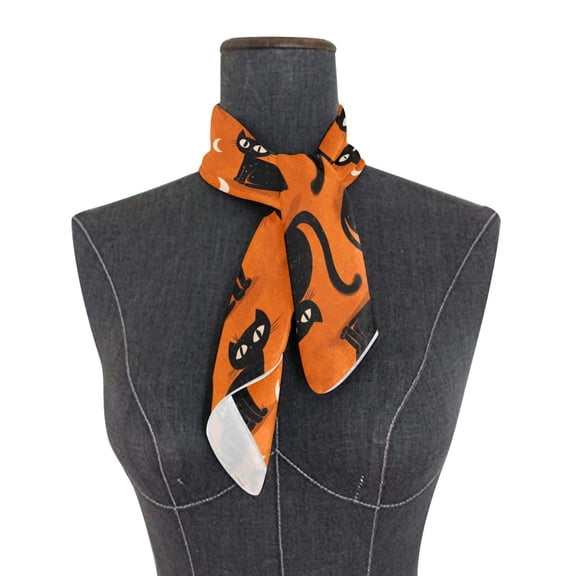 Square Scarf 24x24 Inch Black Cat with Moon Design Silky Satin Sun Protection Neck Scarf for Women Multi-Purpose Head Wrap Bandana for Hair Bag Decoration