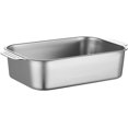 thumbnail image 1 of Plat Rectangulaire en Acier Inoxydable pour Rôtissoire Profonde 5 Tailles Grand Plat de Cuisson pour Poisson Plat de Service pour Four Grillade Dinde Casserole de Cuisson, Facile à Nettoyer et Lavable au Lave-Vaisselle (37cm, Argent), 1 of 1