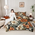 thumbnail image 4 of Homewish Female Men Women Vintage Rustic Floral 3 Pieces Queen Comforter Set,Chic Flowers Blossoms Ultra Soft Bedding Sets,Retro Exotic Luxury Style Bedding Comforter Set Breathable, 4 of 8