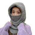 thumbnail image 5 of Eoperou Letter Stitch Print Solid Color Thickened Ear Scarf Hat Women Winter Plush One piece Neck Warmer Face Cover Cap Costume Accessories, 5 of 8