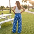 thumbnail image 7 of Evdexr Polka Dot Pants Womens Wide Leg Drawstring Trousers 2026 Summer Flowy Casual Pant Lightweight Loose Fit Palazzo Beach Pant with Pocket S, 7 of 7