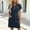 Blue, variant on Women's Dress, Fashion Solid Color Round Neck Inserted Pocket Front Zipper Short Sleeve Dress, Loose Fit Button Back Midi, Comfy Daily Summer Sundress
