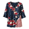 thumbnail image 3 of WHEANG 2026 Summer USA Flag Star Print Peplum Blouse for Women Independence Day 4th of July Top Loose Fit Comfortable Patriotic Blouse 3/4 Sleeve Notch V Neck Casual Top ( Color Black Size 3XL ), 3 of 5