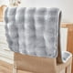 thumbnail image 4 of Cojín de asiento de felpa con respaldo – Antideslizante, cojín grueso para sillas, taburetes y sofás | Cojín suave de felpa con correas, diseño plegable, para uso interior y exterior, 4 of 6