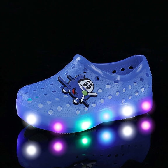 TrendOFT Kids Sandals Spring Summer Car Theme Luminous Garden Shoes For Toddler Boys Girls Blue1 20
