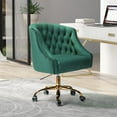 thumbnail image 5 of Swivel Office Task Chair Swivel Rolling Computer Velvet Fabric Gold Legs Makeup Vanity Chairs Adult Office Green, 5 of 9
