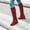 Red, variant on OKBOP Womens Heeled Knee-High Boots-Suede Christmas Girls Boots Size 12 Causal Winter Boots for Women Clearance Beige