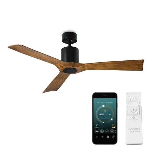 Aviator 54" Matte Black/Distressed Koa Smart Ceiling Fan with Remote Control