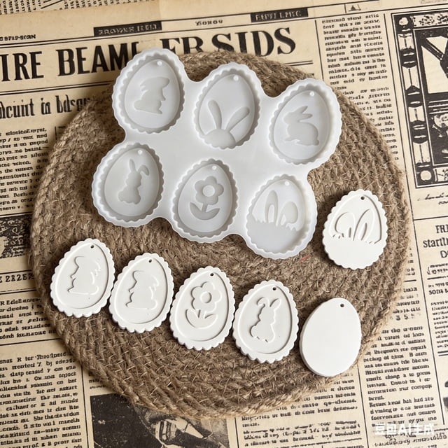 BotaniNest Cavities Silicone Mould Easter Silicone Moulds Casting Moulds Easter For Rabbits Pendant Epoxy Resin Casting Mould Rabbit Casting Mould Easter