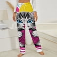 thumbnail image 3 of Cute Cat Yarn Play Winter Female Pants Flannel High Waist Women Pants Lady Warm Straight Leg Plush Trousers, 3 of 7