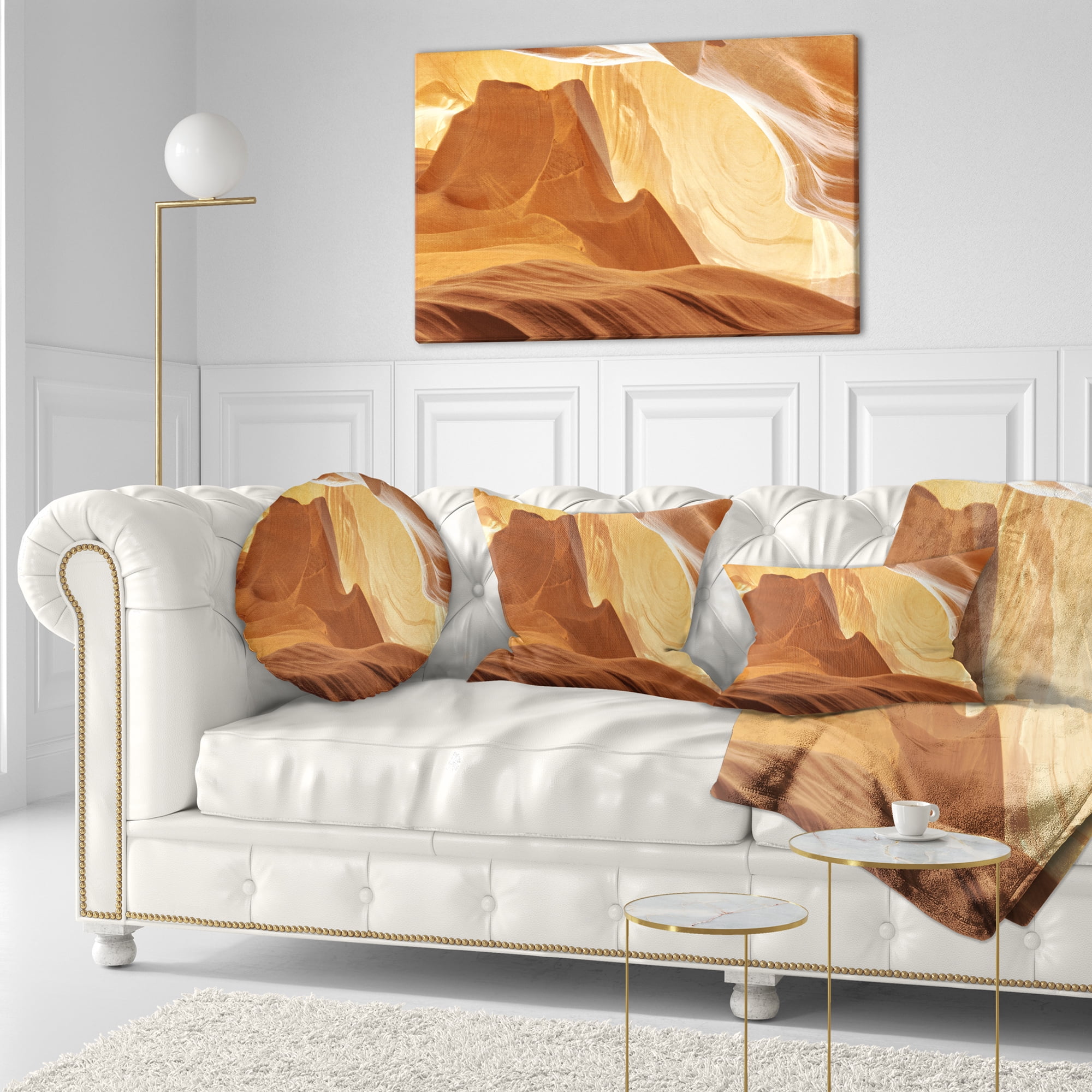 Designart Antelope Canyon with Light Rays - Landscape Photography Throw Pillow - 12x20