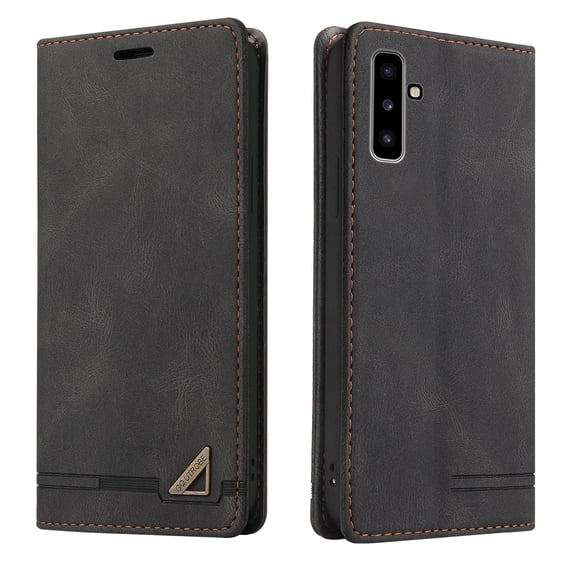 for Samsung Galaxy Note 10 Wallet Case, PU Leather Shock and Drop Resistant Flip Case with Built-in Kickstand Magnetic Card Slots Cover for Samsung Galaxy Note 10 (6.3-inch),Black