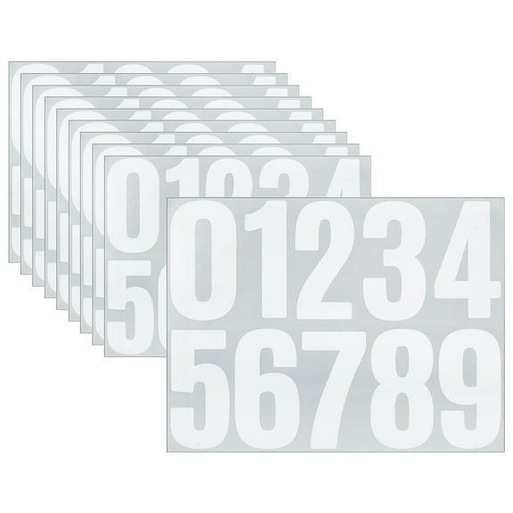 Uxcell 10 Sheets Vinyl House Numbers 4 Inch Self-Adhesive Number Stickers, White
