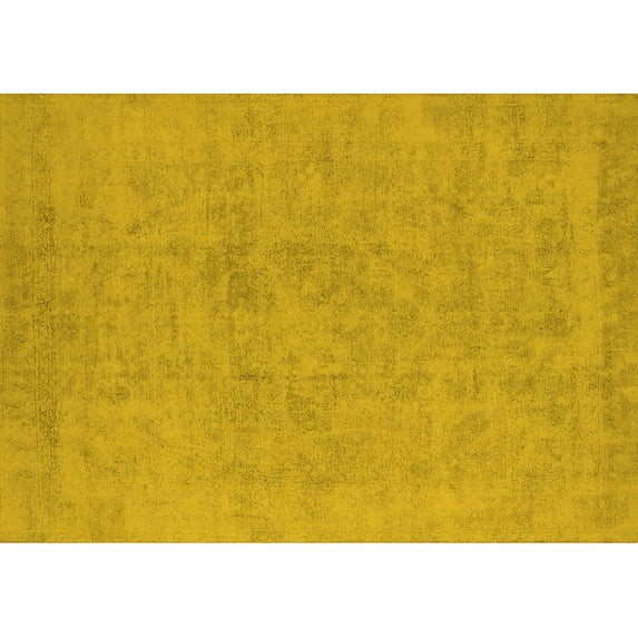 Ahgly Company Machine Washable Indoor Rectangle Oriental Yellow Industrial Area Rugs, 5' x 7'