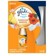 Glade Automatic Spray Air Freshener Starter Kit, 1 Holder and 1 Refill, Hawaiian Breeze, Fragrance Infused with Essential Oils, 6.2 oz